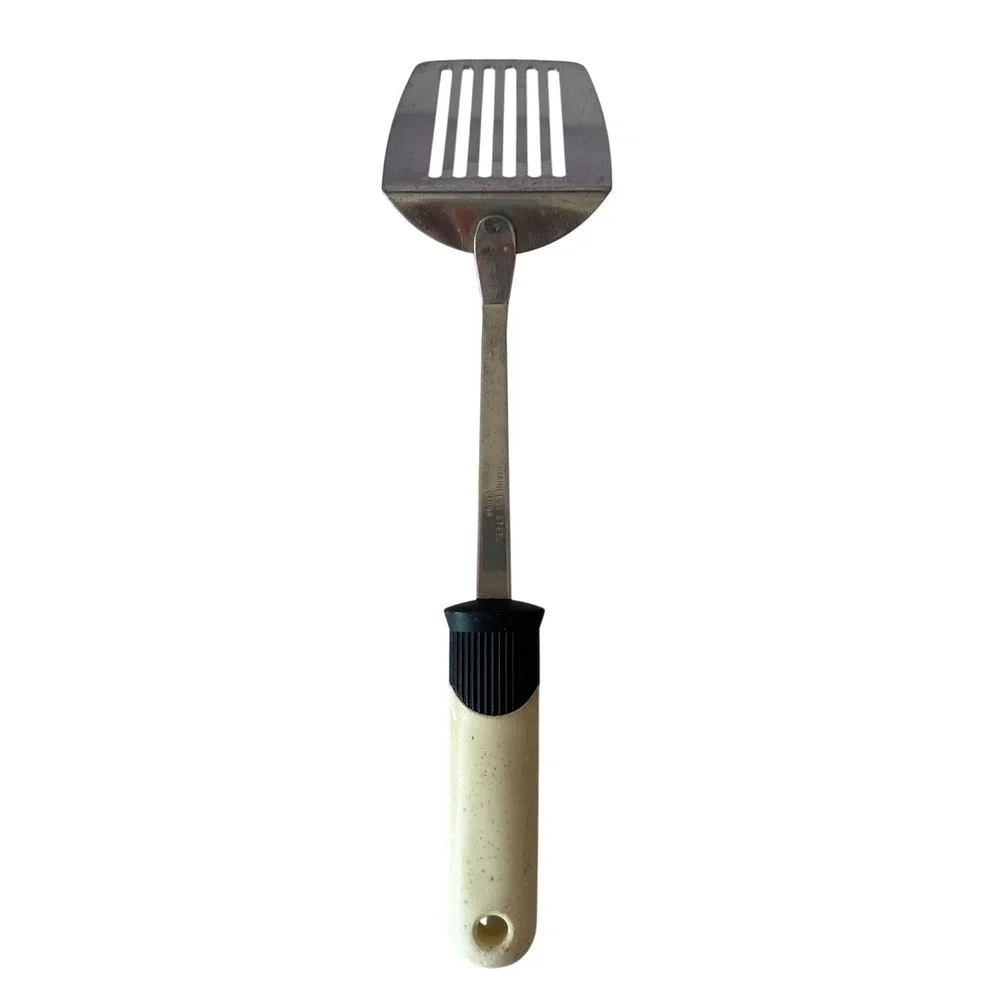 Ekco Vintage Metal Slotted Stainless Steel Kitchen Spatula Plastic Handle